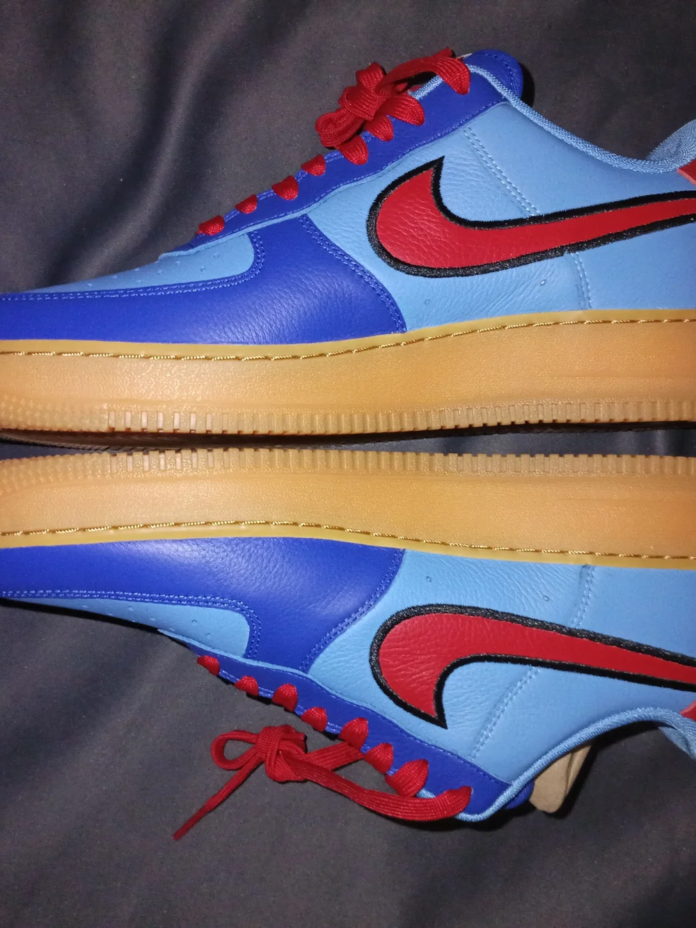 Nike Low-Top Sneakers in Light Blue, Royal Blue & Red with Gum Sole